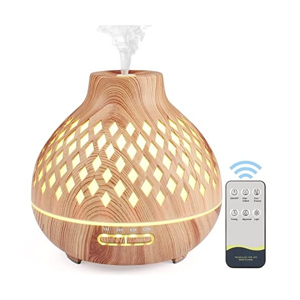 Czemo Diffuseur dHuiles Essentielles 400ML, Diffuseur de Parfum Electrique avec Télécommande Humidificateur Ultrasonique Dif