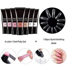 Kit de manucure polygel avec lampe - Kit de démarrage pour vernis à ongles gel avec 7 colles dextension de couleur - Kit de 