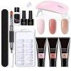 AVASAGS Kit de vernis à ongles en polygel avec 3 couleurs de colle dextension polygel pour ongles - Kit de démarrage - Kit d