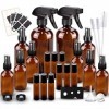 Glass Spray Bottles Kits, BonyTek Empty 12 10 ML Roller Bottles, 12 Amber Essential Oil Bottle 216oz,24oz,82oz with Labels f