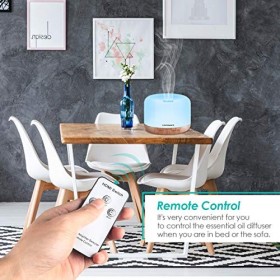 URPOWER 500Ml aromathérapie huile essentielle diffuseur humidificateur avec 4 réglages de la minuterie, 7 Led couleur