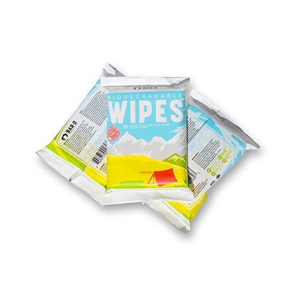 Bar-D Biodegradable Body Wipes with Tea Tree Oil & Aloe Vera - Refreshing Shower Wipes great for Camping, Hiking, Post Workou