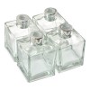 Ougual Bouteilles en Verre carrées 4 pièces pour Ensemble de diffuseur dhuiles essentielles 200ML, Bouchon Argent 