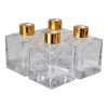 Ougual Bouteilles en Verre carrées 4 pièces pour Ensemble de diffuseur dhuiles essentielles 200ML, Bouchon Argent 