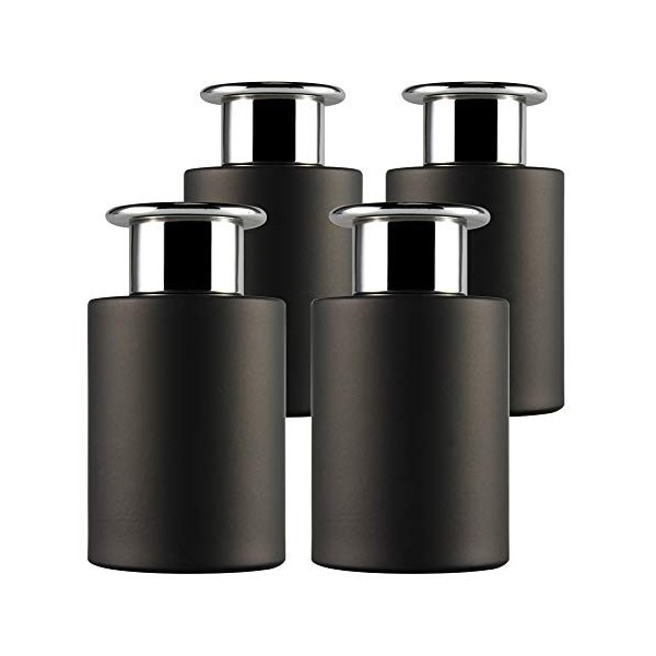 Bouteilles de diffuseur en verre Bocaux diffuseurs noirs avec capuchons en argent en forme de T Ensemble de 4 à 4,2 pouces de