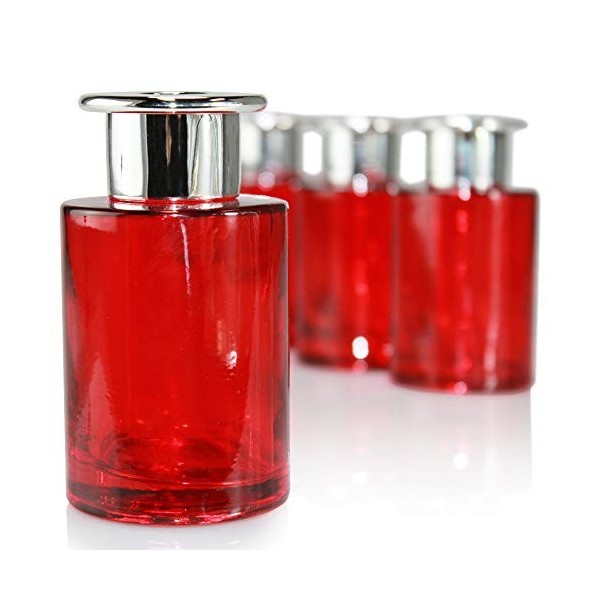 Bouteilles de diffuseur en verre Bocaux diffuseurs noirs avec capuchons en argent en forme de T Ensemble de 4 à 4,2 pouces de