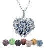 INFUSEU Collier Diffuseur Huile Essentielle, Arbre de Vie Coeur Argent Plaque Aromathérapie Pendentif Aromatherapie Collier F