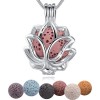 INFUSEU Collier Diffuseur Huile Essentielle, Arbre de Vie Coeur Argent Plaque Aromathérapie Pendentif Aromatherapie Collier F