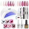 Vishine Vernis à ongles gel Starter Kit – 48 W lampe LED Lot de 6 couleurs et base top coat, outils de manucure populaire Nai