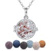 EUDORA Aromathérapie Huiles Essentielles Diffuseur Plaqué argent Collier Médaillon Flottant pour Femmes Collier Pendentif Gil