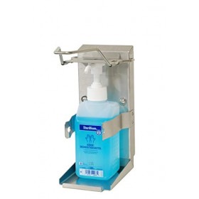 Distributeur de désinfectant universel avec levier réglable sur différentes tailles de bouteilles jusquà 1 litre, pour table