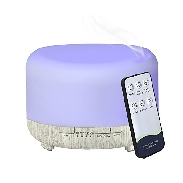 Hantoc Diffuseur dhuiles essentielles, 450 ml, diffuseur daromathérapie à ultrasons, humidificateur darômes avec brume fro