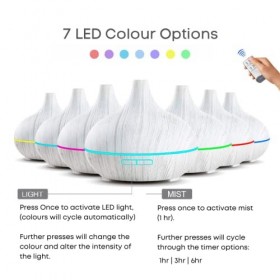 Charomatica Diffuseur dhuiles essentielles Ambience 500ml avec télécommande, diffuseur aromatique ultrasonique en bois blanc