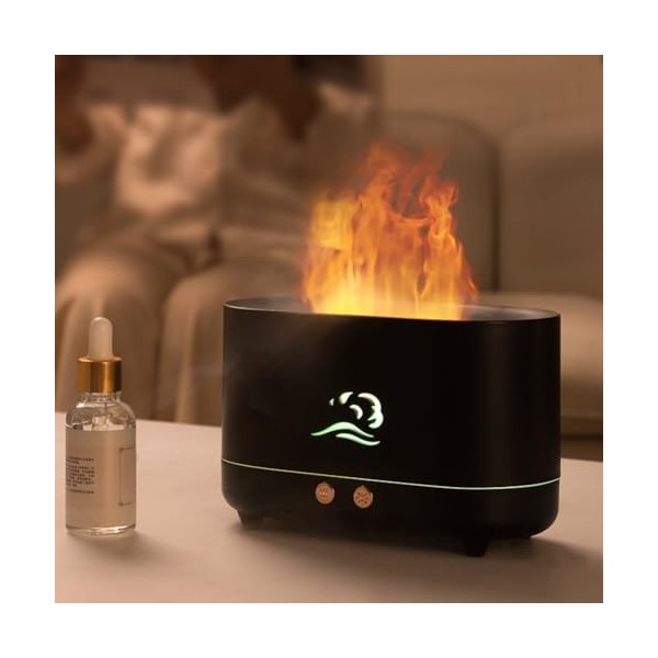 DASIAUTOEM Flame Diffuseur Humidificateur, Diffuseur dhuiles essentielles avec 7 types de couleurs de lumière LED, diffuseur