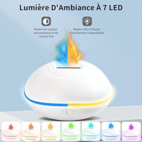 Diffuseur dhuiles Essentielles Humidificateur dAir avec Lampe LED 7 Couleurs Ultrasonique Diffuseur dArômes Parfum Maison 