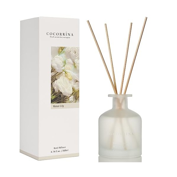 Cocorrína diffuseur de Parfum - Nénuphar 200ml parfums dintérieur avec bâtonnets Diffuseur Reed dhuiles essentielles pour l