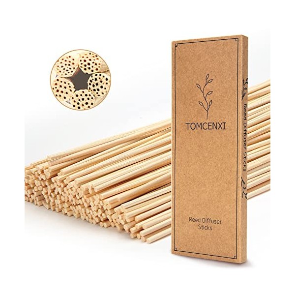 T&Cx Lot de 120 bâtonnets diffuseurs dhuiles essentielles en rotin naturel de 25 cm pour la maison, le bureau