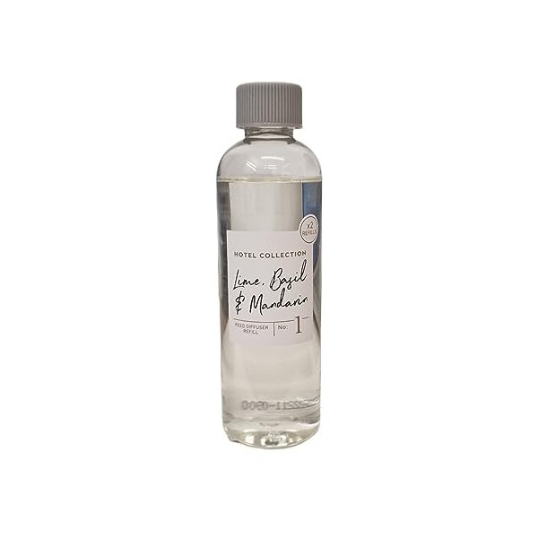 Hotel Collection Recharge pour diffuseur de parfum N°1 – Parfum citron vert, basilic et mandarine – 200 ml – Rafraîchissez et