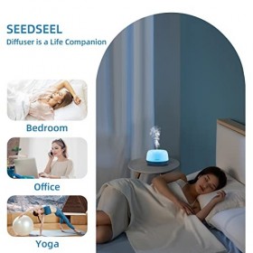 SEEDSEEL Petit diffuseur dhuiles essentielles daromathérapie 300 ML avec câble USB C, 7 lumières LED, Mini diffuseur dair 