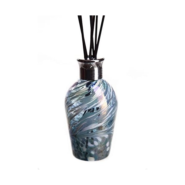 Amelia Art Glass Diffuseur de parfum dôme Turquoise et blanc