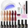 UR SUGAR 48W Lampe UV Kit Vernis Semi Permanent Complet, Kit Manucure Semi Permanent avec 6 Couleur Orange Vernis à Ongles 7M