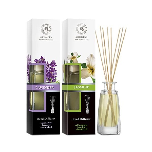 Diffuseur Parfum de Lavande & Jasmin 2х100ml - Diffuseur aux Huile Essentielle - Diffuseur de Parfum Set - Diffuseur darômes