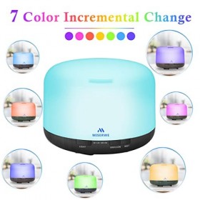 Miserwe Diffuseur Diffuseur dhuiles essentielles 500 ML avec Mode Brume réglable et 4 humidificateurs darômes pour arrêt Au