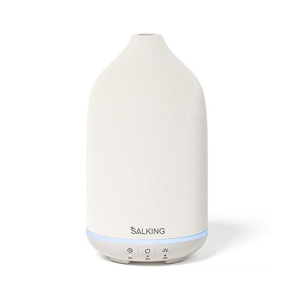 SALKING Diffuseur dhuiles essentielles en céramique Blanche, Arôme Parfum Electrique avec Mode De Brouillard Réglable, 7-Cou