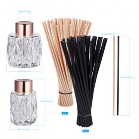 Lot de 4 Flacon Diffuseur en Verre avec Batonnet Diffuseur Parfum 50Pcs Noir & 50Pcs Beige Bouteille Diffuseur avec Batonne