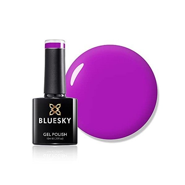 Vernis à ongles gel Bluesky, Purple Pleasure Neon28, Long durable, résistant aux puces, 10 ml nécessite du séchage sous la l