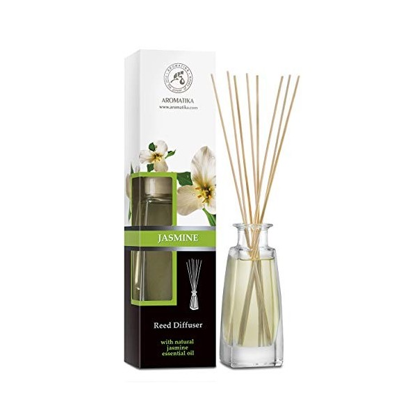 Diffuseur Parfum de Jasmine 100ml avec Huile Essentielle Naturelle de Jasmin - Fragrance Fraîche et Durable - Kit Diffuseur C