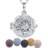 INFUSEU Collier Diffuseur Huile Essentielle, Arbre de la Vie Argent Plaque Arbre Généalogique Aromathérapie Pendentif Aromath