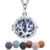 INFUSEU Collier Diffuseur Huile Essentielle, Arbre de la Vie Argent Plaque Arbre Généalogique Aromathérapie Pendentif Aromath