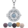 INFUSEU Collier Diffuseur Huile Essentielle, Arbre de la Vie Argent Plaque Arbre Généalogique Aromathérapie Pendentif Aromath