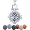 INFUSEU Collier Diffuseur Huile Essentielle, Arbre de la Vie Argent Plaque Arbre Généalogique Aromathérapie Pendentif Aromath