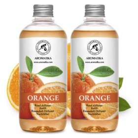 Recharge pour Diffuseur Orange 2x500ml - Diffuseur de Huile Aromathérapie à lhuile Essentielle Orange - Parfum de Ambiance -