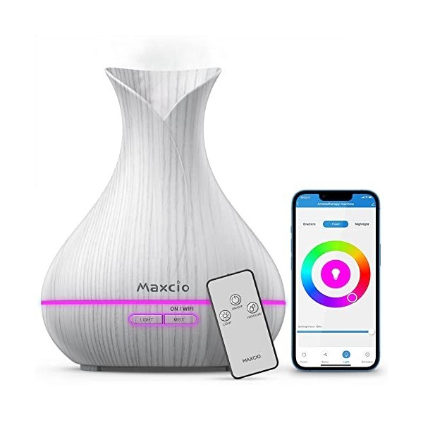 Maxcio Diffuseur dHuiles Essentielles WiFi, Humidificateur dAir Compatible avec Alexa et Google Home, Diffuseur Électrique 