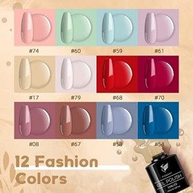 Phoenixy Kit de vernis à ongles gel avec lampe à ongles en gel U V LED - Ensemble de 12 vernis à ongles en gel toutes saisons