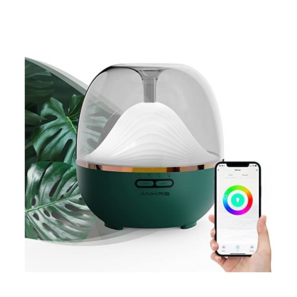 Diffuseur dHuiles Essentielles WiFi, Ankrs 600ml Humidificateur dair Compatible avec Alexa/Google Home, Diffuseur Électriqu