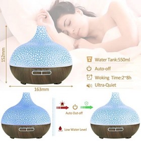 Purpledi Diffuseur dHuiles Essentielles,550ml Ultrasonique Humidificateur Diffuseur Aromathérapie Electrique avec Télécomman