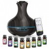 Diffuseurs Dhuiles Daromathérapie De 600 ML avec Ensemble De 8 huiles, Humidificateur À diffuseur Essentiel À Ultrasons ave