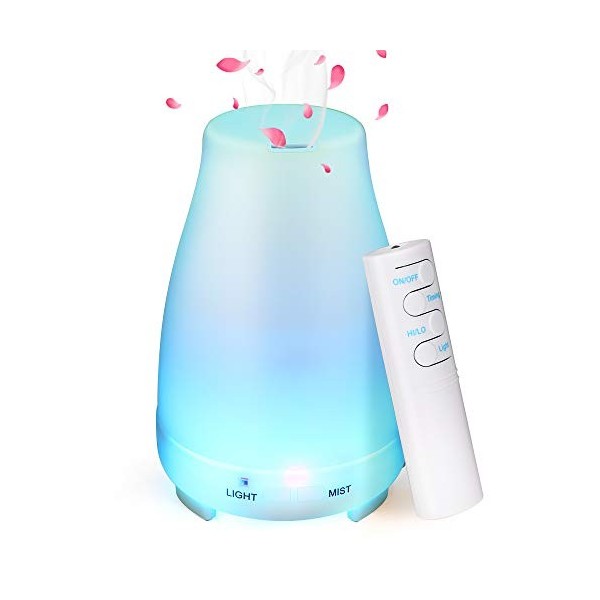 Diffuseur dHuile Essentielle 150ml, GeeRic Humidificateur dair Ultrasonique Brume Arôme Parfum Electrique avec Télécommande