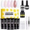 Lagunamoon Kit d’extensions de gel 6 couleurs pour ongles en polygel