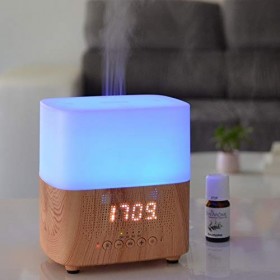 Zen’Arôme Diffuseur Ultrasonique Tempo – Diffusion Huile Essentielle à Froid Aromathérapie – Fonction Horloge – Enceinte Blue