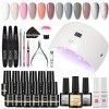 ROSALIND 12PCS Kit Vernis à Ongles Semi Permanent Complet 36W uv lamp, avec Base et Top Matt Coat, Automne Semi Permanent Kit