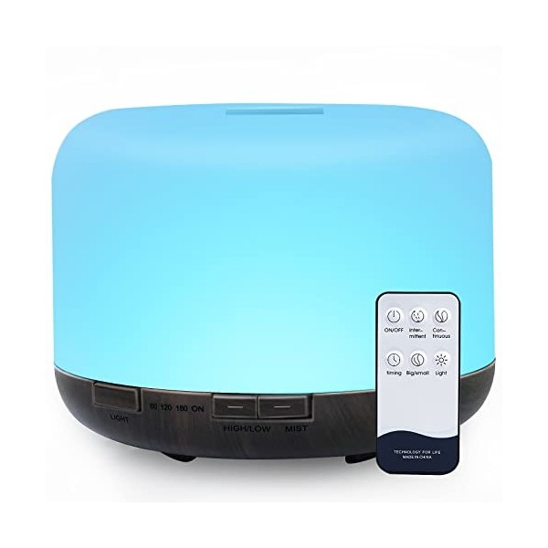 Humidificateur à ultrasons diffuseur darôme 500ML sans BPA avec télécommandev