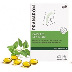 Pranarôm - Aromaforce - Capsules Nez-Gorge, Compléments Alimentaires Aux Huiles Essentielles, Origan, Maintient La Santé Des 