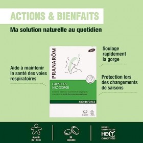 Pranarôm - Aromaforce - Capsules Nez-Gorge, Compléments Alimentaires Aux Huiles Essentielles, Origan, Maintient La Santé Des 