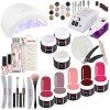 Set de gel UV Set de manucure Set de gel de couleur avec appareil UV rose + fraise à ongles Gel adhésif Gel de construction K