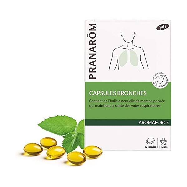 PRANARÔM - Aromaforce - Capsules Bronches - Compléments Alimentaires Aux Huiles Essentielles - Menthe Poivrée - Bon pour des 